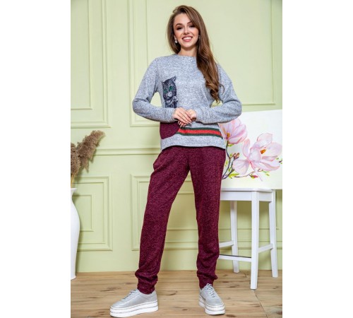 Ангоровий жіночий костюм, сіро-бордового кольору, 172R1228