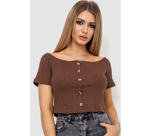 Топ жіночий однотонний, колір коричневий, 244R087
