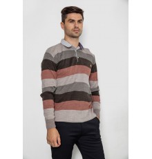 Свитер-обманка мужской в полоску, цвет коричнево-красный, 161R901-1