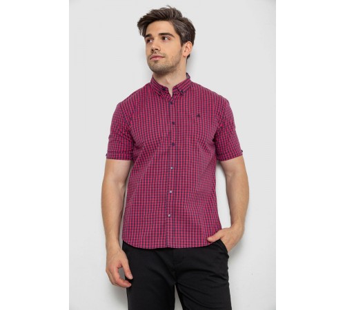 Рубашка мужская в клеточку, цвет красный, 214R827