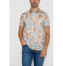 Поло мужское с принтом, цвет бежево-голубой, 247R315