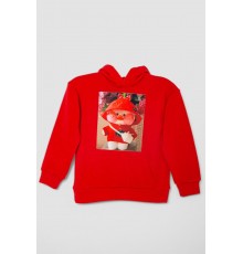 Худі дитячий на флісі з принтом, колір червоний, 102R1525