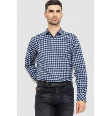 Рубашка мужская в клетку байковая, цвет сине-серый, 214R115-35-195