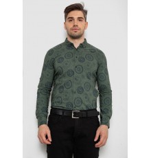 Рубашка мужская с принтом стрейч, цвет хаки, 214R1024