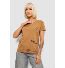 Футболка жіноча з принтом, колір коричневий, 244R2214-5