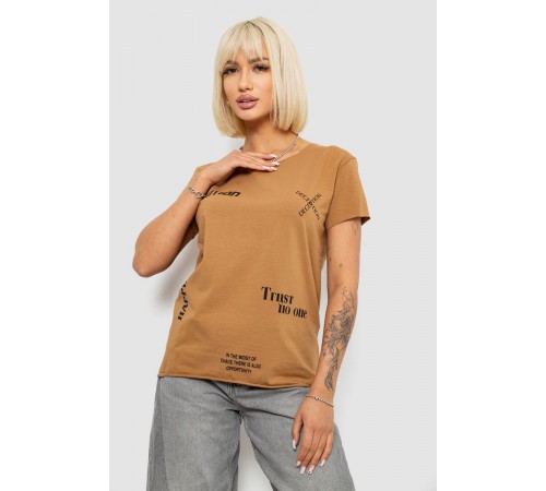 Футболка жіноча з принтом, колір коричневий, 244R2214-5