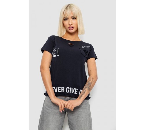 Футболка жіноча однотонна, колір синій, 244R2214-6