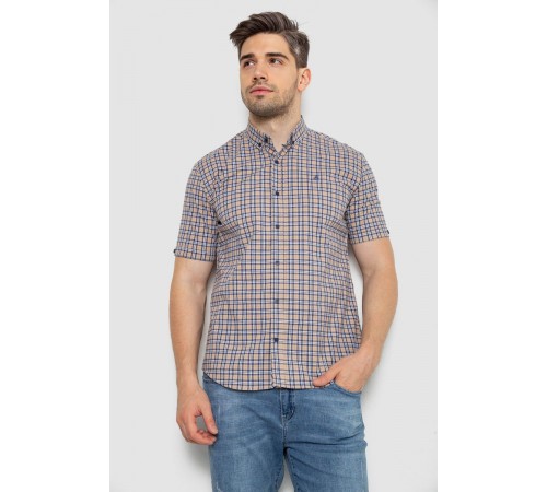 Рубашка мужская в клетку, цвет бежевый, 214R2445-6