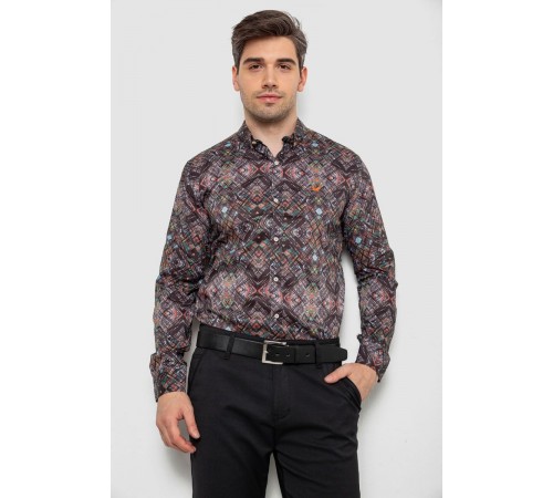 Рубашка мужская с принтом, цвет черный, 214R2684