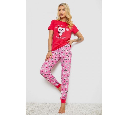 Піжама жіноча з принтом, колір рожевий, 243R15888
