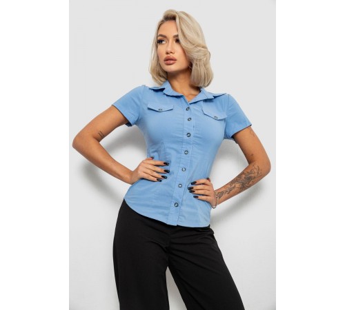 Сорочка жіноча однотонна, колір джинс, 230R068-1