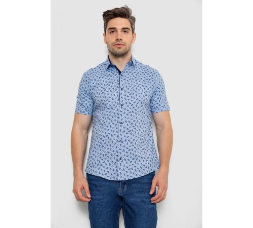 Рубашка мужская с принтом, цвет голубой, 214R7306
