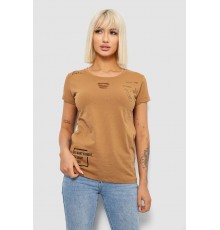 Футболка жіноча з принтом, колір коричневий, 244R2218-3
