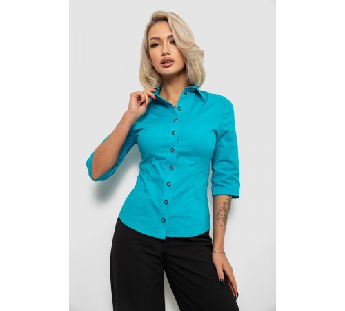 Сорочка жіноча однотонна, колір бірюзовий, 230R068-5