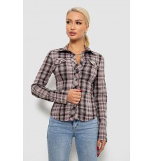 Сорочка жіноча в клітку, колір темно-пудровий, 230R064-1