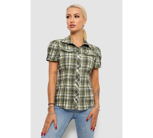 Сорочка жіноча в клітку, колір хакі, 230R065-5