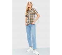 Сорочка жіноча в клітку, колір коричнево-сірий, 230R061-11