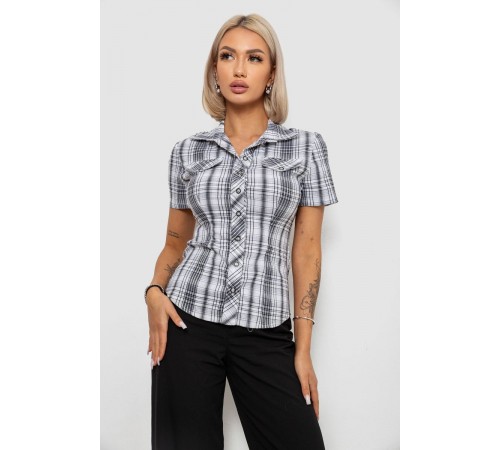 Сорочка жіноча в клітинку, колір біло-чорний, 230R065