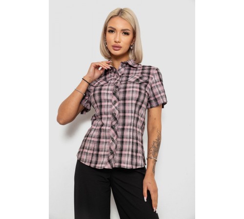 Сорочка жіноча в клітинку, колір пудровий, 230R065