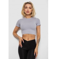 Футболка - топ жіноча в рубчик, колір світло-сірий, 238R58210
