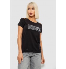 Футболка жіноча з принтом, колір чорний, 244R2232