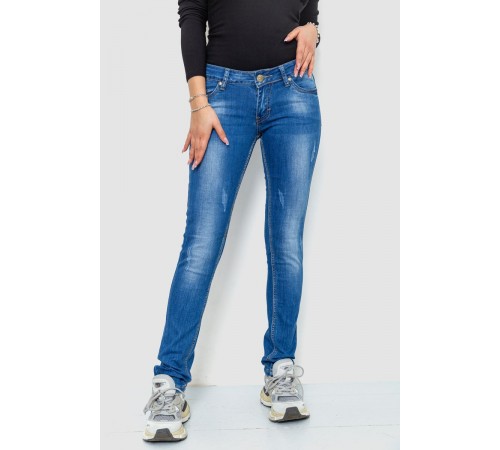 Джинси жіночі з потертостями, колір синій, 244RKL3304