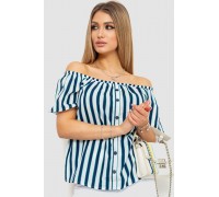 Блуза в полоску, цвет серо-синий, 244R088-1