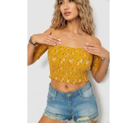 Топ женский с цветочным принтом, цвет горчичный, 244R300