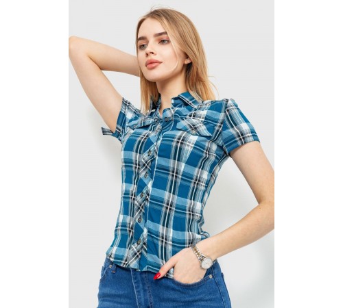 Сорочка жіноча в клітку, колір синьо-сірий, 230R061-11