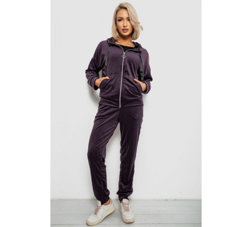 Спортивний костюм жіночий велюровий, колір темно-сливовий, 257R4119