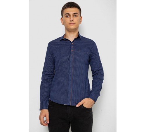 Рубашка мужская с принтом, цвет синий, 214R7031