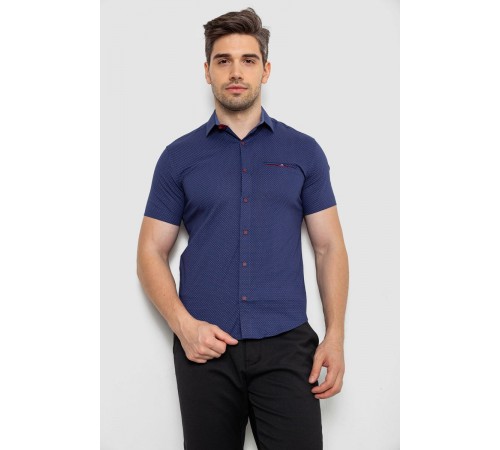 Рубашка мужская с принтом, цвет джинс, 214R7143