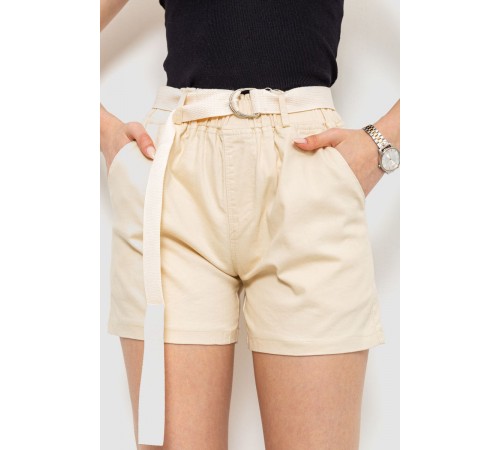 Шорти жіночі з ременем, колір світло-бежевий, 214R639