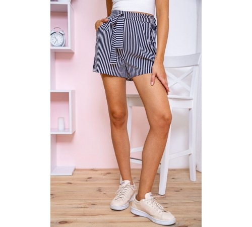 Жіночі шорти з кишенями і поясом, колір Синьо-білий, 172R008-2