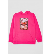 Худи десткий на флисе с принтом, цвет розовый, 102R1525