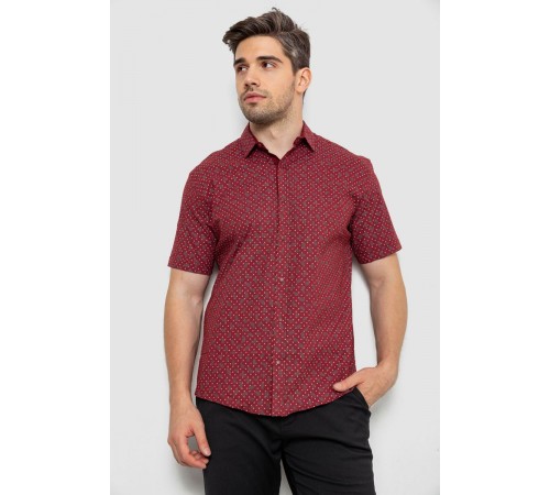 Рубашка мужская с принтом, цвет бордовый, 214R7306