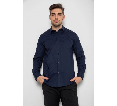 Рубашка мужская однотонная, цвет синий, 214R7466-1