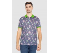 Поло мужское с принтом, цвет серо-зеленый, 247R312