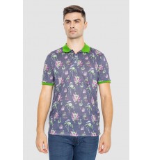 Поло мужское с принтом, цвет серо-зеленый, 247R312