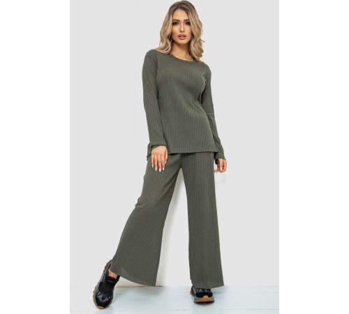 Костюм жіночий в рубчик повсякденний, колір хакі, 238R57415