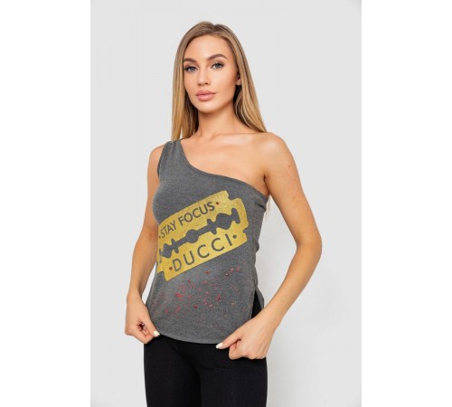 Майка жіноча зі стразами, колір темно-сірий, 247R029