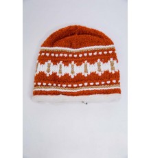 Дитяча шапка, теракотового кольору з узором, 167R7781 Дитяча шапка, теракотового кольору з узором, 167R7781