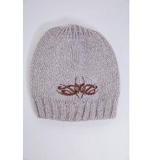 Дитяча шапка, бежево-коричневого кольору з вишивкою, 167R7778-1