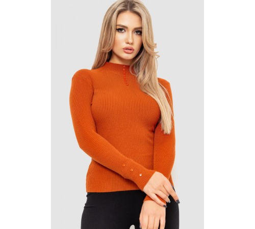 Водолазка женская в рубчик, цвет терракотовый, 204R044