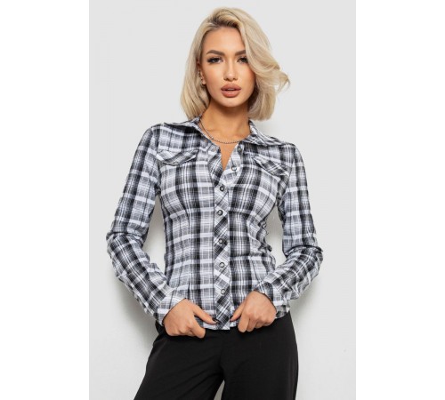 Сорочка жіноча в смужку, колір чорно-білий, 230R064-2