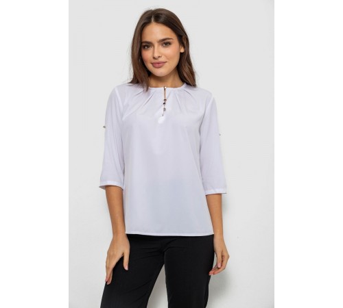 Блуза однотонна, колір білий, 230R1121-7