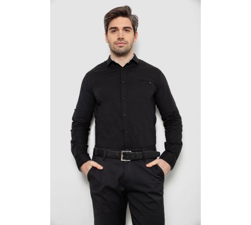 Рубашка мужская однотонная, цвет черный, 186R2072