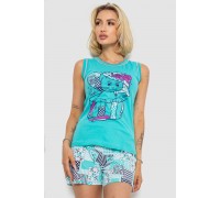 Піжама жіноча, колір бірюзовий, 243R03676