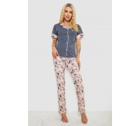 Піжама жіноча з принтом, колір сірий, 243R7100