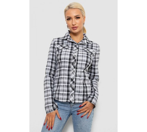 Рубашка женская в клетку, цвет серо-белый, 230R064-1